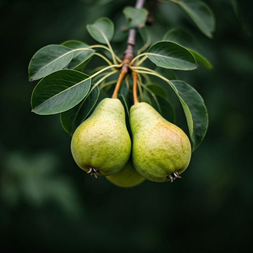 Detail van verse groene peren aan een tak